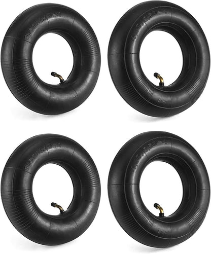 QWORK 4.10/3.50-4 Wheelbarrow Inner Tube, 4 Pack Replacement Inner Tubes, Bent Valve, for Lawn Movers, Hand Trucks