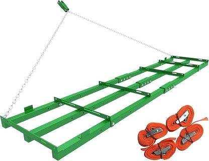 8ft Heavy Duty Drag Harrow for ATV, UTV, Tractor - Adjustable Tow Behind Leveling Rake with Weight Tray for Driveway Grader, Lawn, Field, Pasture, Food Plot Maintenance, Green(96 inch)