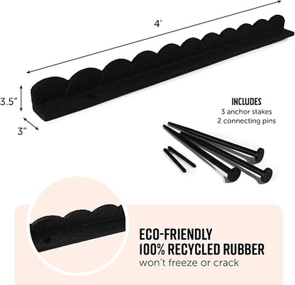 Playsafer L Shaped Flexible Rubber Scalloped Edger for Lawns Landscaping and Playground | Easy No Dig Installation| 4' Long (2, Black)