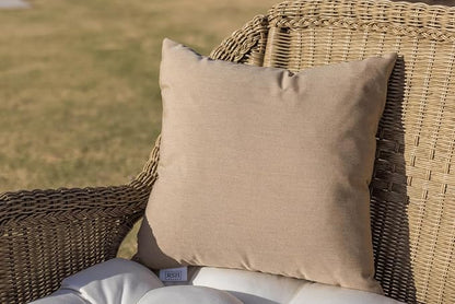 RSH DECOR: Sunbrella Square Throw Pillows Set of 4 | 24" x 24" | Water and Fade-Resistant Performance Fabric | Outdoor Pillow Covers with Down-Alternative Inserts | Canvas Antique Beige