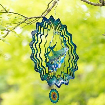 3D Whale Wind Spinner for Yard Garden Outdoor 12Inch Wind Spinners Memorial Gift for Women Mom Grandma Wife, Garden Decor Metal Kinetic Yard Art Wind Sculptures
