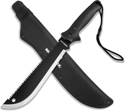 MOSSY OAK Machete with Saw, 19" Sharp Machete with Sheath, Ergonomic No-Slip Handle, Machetes for Bushcraft, Outdoor Hunting, Garden Cutting Trees and Yard Work