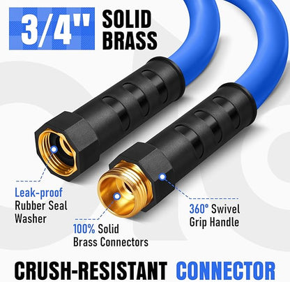 Heavy Duty Garden Hose 6 ft, Non-Expanding Flexible Water Hose, Kink Resistant Lightweight Hybrid Hose, Leakproof Hose Male to Female Fittings