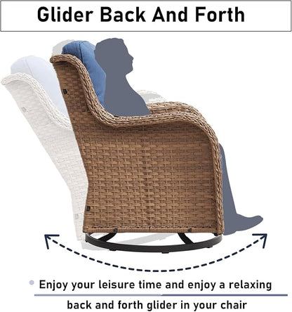 Swivel Rocker Patio Chairs：Patio Swivel Rocker Chairs Set of 2, Outdoor Swivel Rocker Patio Chairs, Yellow/Blue