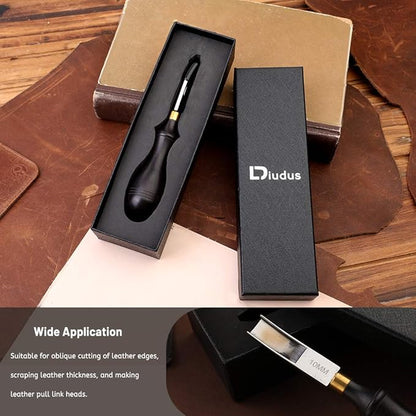 DIUDUS 10mm Leather Edge Beveler Tool, Wide Mouth Leather Edge Beveler Skiving, Leather Edge Trimmer with Wooden Handle for DIY Leather Craft
