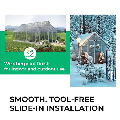 Aluminum H Connectors - Fits 4mm, 6mm, 8mm, or 10mm Twin-Wall Greenhouse Panels, Join 2 Pieces of Panels Together, 4-Foot Length, 10 Pieces (8mm Aluminum H Connectors)