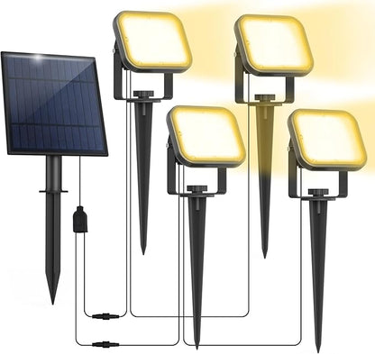 Solar Spot Lights Outdoor, 20 LED IP65 Waterproof Solar Landscape Lights, Dusk-to-Dawn 3000K Warm White Outdoor Light for Yard Garden Driveway Porch Walkway, 4-in-1