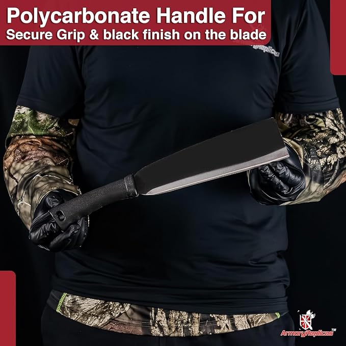 Armory Replicas - Wrong Turn Heavy Duty Compact Outdoor Cane Machete - 9" Razor Sharp Carbon Steel Blade, Durable Polycarbonate Handle