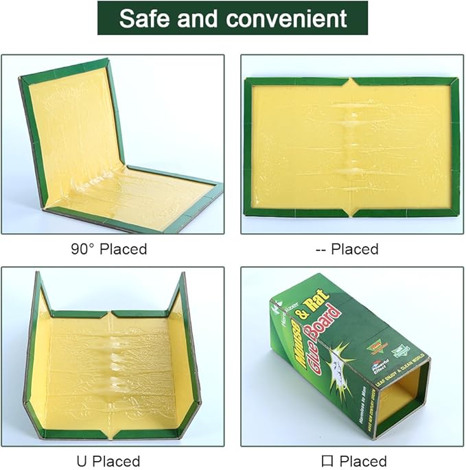 Kensizer 12-Pack Mouse Rat Glue Trap, Super Sticky Adhesive Glue Board Traps for Mice Rats Catches Indoor&Outdoor, Trampas para Ratones, Extra Strength Heavy Duty Large Size Pads