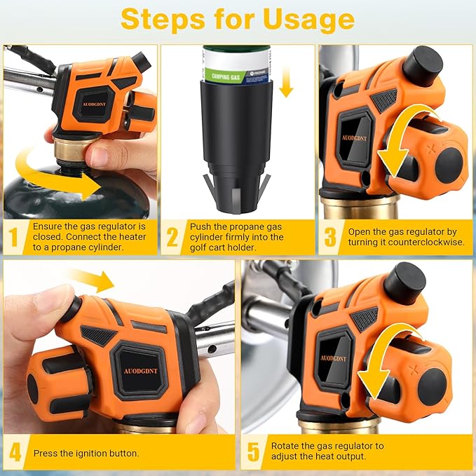 Golf Cart Heater,9,200BTU Portable Propane Heater with Self Ignitor,with Golf Cart Cup Holder for EZGO Yamaha Club Car,Most Golf Cart(Fuel Cylinder not included)