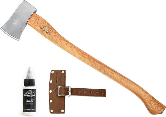 1844 Helko Werk Germany Classic Scout Axe - Made in Germany Felling Axe, Cutting Axe, Camping Axe, for felling trees, cutting wood, splitting camp firewood - Head 2.5 lbs, Handle 28 in. (Scout) #10492