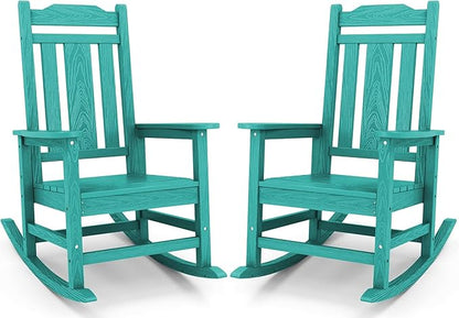 SERWALL HDPE Rocking Chairs Set of 2, Outdoor Rocking Chair for All Weather Use, Patio Rocking Chair for Adults, Aruba