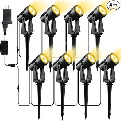 Low Voltage Landscape Lighting,8 Pack Outdoor LED Landscape Spotlights with Transformer 27V Garden Lights Pathway Lights IP65 Waterproof 3000K Warm White