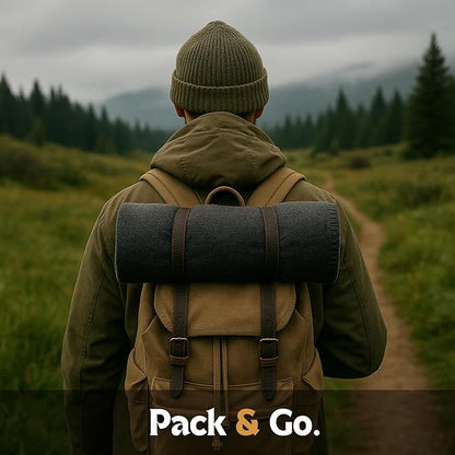 Wool Camping Blanket – 70% Wool Heavy-Duty Military Style Throw, Warm & Washable, Fire Retardant Cover for Emergency, Survival & Outdoor Use – Perfect for Camping, Car, Home & Hiking, Grey 66x90