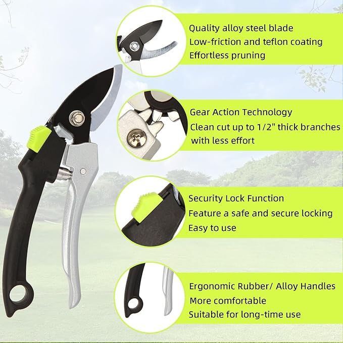 Loppers for Tree Trimming, Heavy Duty Branch Cutter Pruner with Gear Technology, Labor Saving Pruning Shears Gardening Tools Tree Clippers Tree Trimmer up to 1.3 Inch Clean Cut Capacity