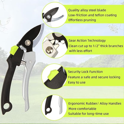 Loppers for Tree Trimming, Heavy Duty Branch Cutter Pruner with Gear Technology, Labor Saving Pruning Shears Gardening Tools Tree Clippers Tree Trimmer up to 1.3 Inch Clean Cut Capacity