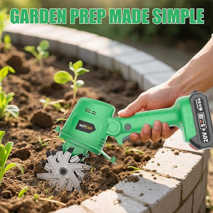 20V Cordless Tiller Cultivator for Gardening, Electric Garden Tiller with 2 x 2.0Ah Batteries & Charger, Garden Rototiller for Lawn Gardening Soil Cultivation