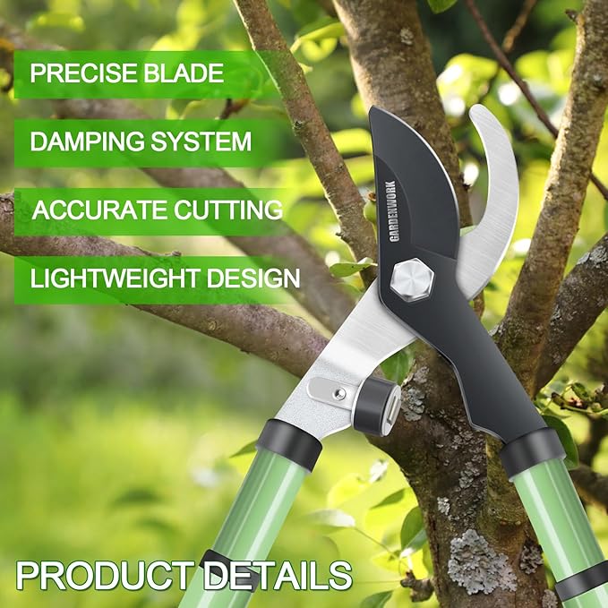 GARDENWORK Loppers for Tree Trimmer,Heavy Duty Branch Cutter,17-23"Extendable Garden Loppers with SK5 High Carbon Steel Blade,Chops Thick Branch Ease with 1.6" Diameter Cut Capacity