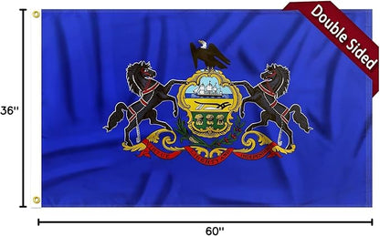 FLAGWIN Pennsylvania Flag 3x5 FT - 3 Ply Double Sided Polyester Pennsylvania State Flag with Brass Grommets - Vivid Color and Fade Proof State of Pennsylvania Flags 3x5 Outdoor