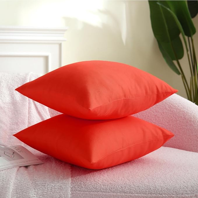 18" x 18" Throw Pillows, Outdoor Waterproof Pillows with Inserts, Square Decorative Pillows for Patio Furniture Garden Couch Sofa Home(Red, Set of 2)