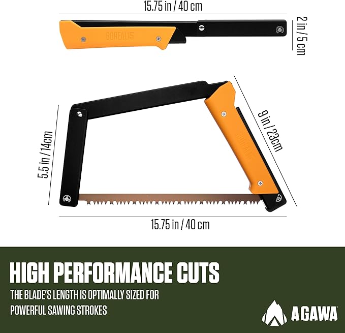 AGAWA - BOREAL15 Tripper Kit - Includes 15" Folding Saw, Nylon Carrying Case, 15" All-Purpose & 15" Aggressive Blade - For Camping, Hiking & Survival Gear (Black Frame/Yellow Handle)