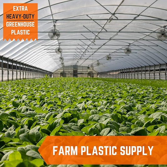 Farm Plastic Supply - Clear Greenhouse Plastic Sheeting - Ultra Durable - 8 mil - (50' x 50') - 4 Year UV Resistant Polyethylene Greenhouse Film for Gardening, Farming, Agriculture