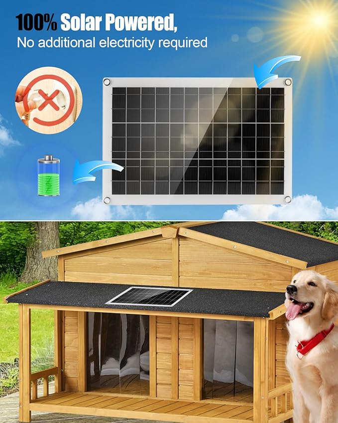 20W Solar Powered Vent Fan with Monocrystalline Panel, Dual Blades Solar Ventilation Fan with Metal Shell, Waterproof Outdoor Exhaust Fans for Greenhouse Chicken Coop Shed Pet House
