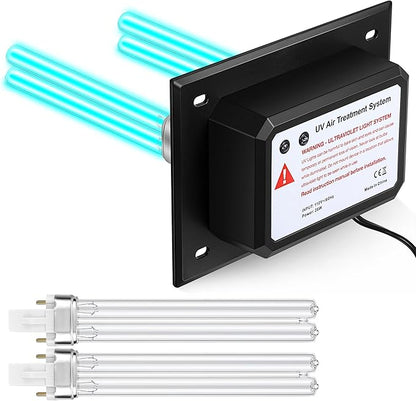 Qualirey 26W HVAC UV Light Sanitizer Air Purifier for Whole House, 110V Dual UV UVC Light in Duct for HVAC Duct Filter, UV Duct Air Purifier for AC Air Conditioning