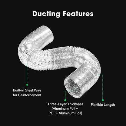 VIVOSUN Smart Air Filtration S4 Kit 4", AeroZesh S4 Inline Duct Fan with E12 Speed Controller, Carbon Filter & 8' Ducting, Cooling & Ventilation System for Grow Tents, Indoor Gardening, Hydroponics