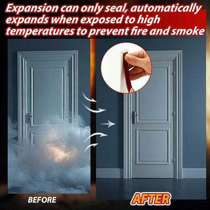 2 Rolls Intumescent Smoke Seal Strip Tape Flexible Expanding Fire Door Strips Adhesive Backed Composite Rubber Smoke Gasket Seal for Fire Windows Steel Doors, 0.6'' x 0.08'' x 9.8'/Roll