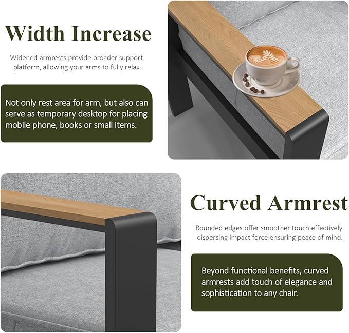 LayinSun 4 Piece Aluminum Outdoor Furniture Set with Coffee Table, Outside Patio Deep Seating Conversation Set with Upgraded Washable Thick Cushion