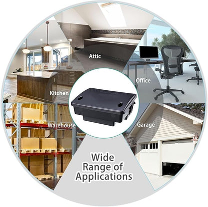 Qualirey 4 Pack Rat Bait Stations Large Rodent with Key Reusable Mouse Stations Mice Blocks Heavy Duty Boxes for Outdoor Rodents Mice Blocks, Bait Not Included, Black (8.66 x 7.5 x 3.9 Inches)