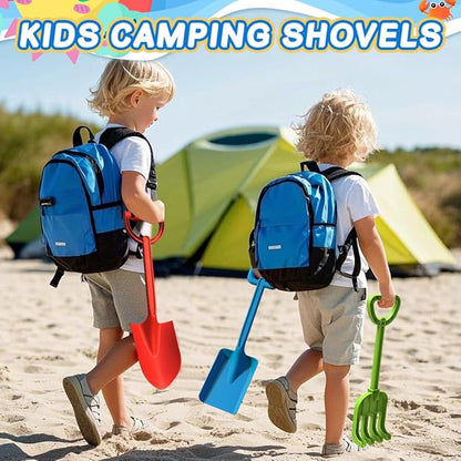 3 PCS Beach Shovel Sand Shovels Toys for Kids Adults, 16 Inch Spade Rake Sandbox, Sturdy Scoop Trowel Garden Digging Planting Tool Kit, Kids Snow Shovel Outdoor Play Summer Vaction Gift Party Favor