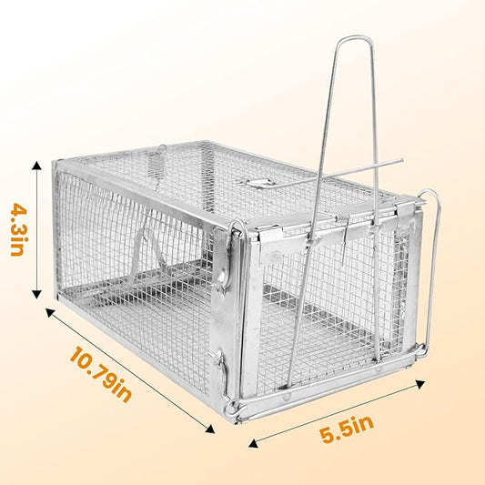 Moclever Humane Rat Trap – Live Catch & Release Mouse Trap for Indoor & Outdoor Use | No-Kill Metal Cage for Chipmunks, Small Rats, Voles, Hamsters | Durable & Reusable Rodent Trap