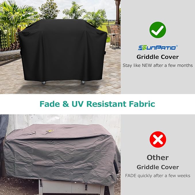 SunPatio Griddle Cover for Blackstone 28" Pro Series, Heavy Duty Waterproof Flat Top Gas Grill Cover 60 Inch, Outdoor All Weather Protection Griddle Cooking Station Grilling Protector, Black