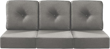 Luxury 22x24/22x25 6-Inch Patio Chair Cushions Set of 3 - Memory Foam Deep Seat Water Repellent Patio Cushion for Lawn Dining Rocking Swivel Chairs Loveseat 3-Seater Sectional Sofa - Grey