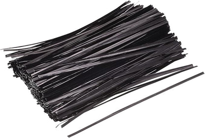 MECCANIXITY Foil Twist Ties 7" 18cm Metallic Plastic Closure Tie for Tying Bread, Candy, Cookies, Gift Bags Arts Crafts Ties Black Pack of 750