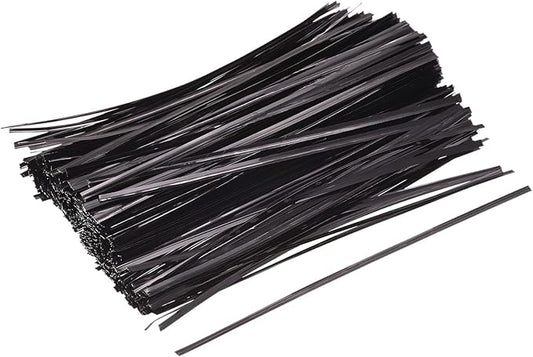 MECCANIXITY Foil Twist Ties 7" 18cm Metallic Plastic Closure Tie for Tying Bread, Candy, Cookies, Gift Bags Arts Crafts Ties Black Pack of 750