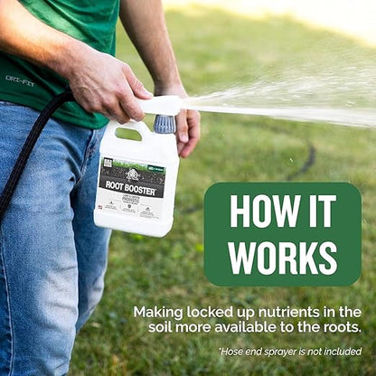 Turf Titan Root Booster Hose End (32 oz) – Natural Liquid Probiotic for Lawn Care – Green Booster for Lawn Maintenance – Supports Growth & Resilience – Covers up to 8,000 Sq Ft