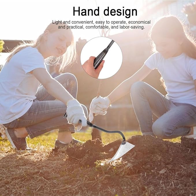 DOITOOL Iron Triangle Garden Hoe 12.4 Inch Weeding Hoe Stainless Steel Blade Manual Weeder Garden Tool for Weeding Gardening Loosening Edging Cultivating Farm