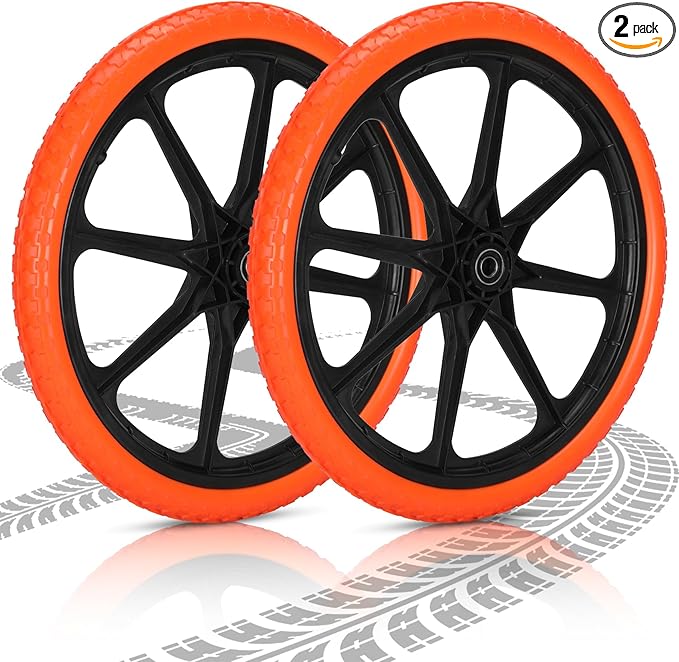 Upgraded 20x1.95" Flat Free Tires Compatible with rubbermaid Wheelbarrow Wheels, 20" Flat Free Tires with 5/8" Bearing Replacement for rubbermaid Cart Wheels/Big Wheel Utility Carts