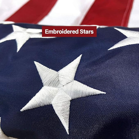 American Flag 6x10 FT Embroidered Stars, Sewn Stripes, Brass Grommets Polyester US Flag Long Lasting for Outdoor Use