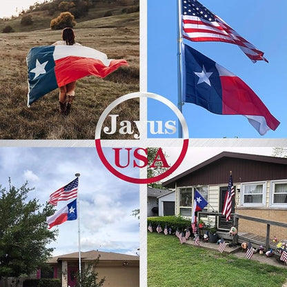 Jayus Double Sided Texas State Flag 3x5 FT Outdoor- 220D Heavy Duty Republic of Texas Flags Banners- Vivid Colors UV Resistant TX Flags with 2 Brass Grommets