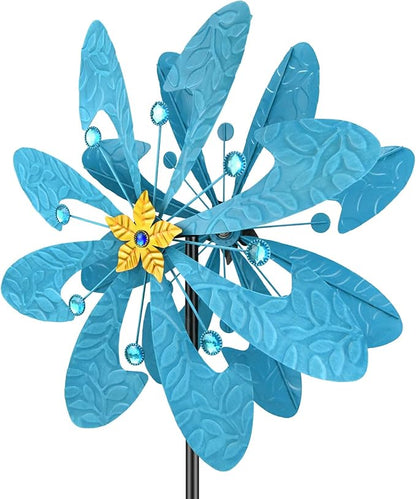 Solar Wind Spinner Retro Spinner, Waterproof Outdoor Metal Wind Sculpture for Patio, Lawn & Garden Decor (Large)