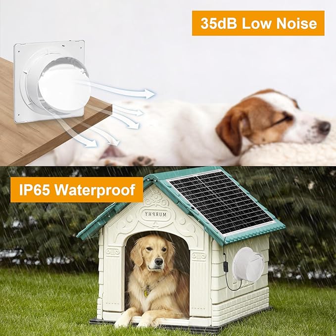 Auzev Solar Exhaust Fan with 12000mAH Battery, 22W Solar Powered Fan for Greenhouse Circulation, Chicken Coop, Shed, barn, Outside, Outdoor Waterproof with 14.7Ft Cable, 9.8"