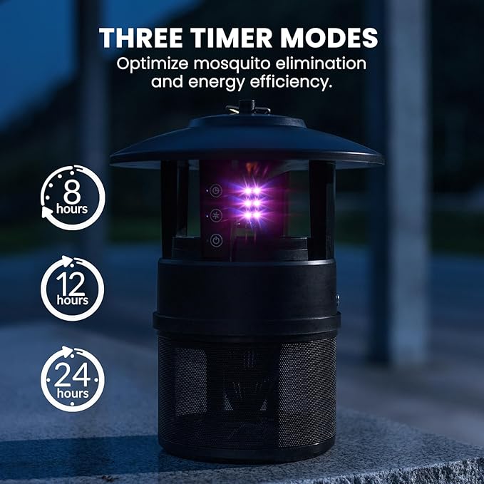 Mosquito Trap Outdoor, Flying Insect Bug Trap with Lighting, Sleep and Timer Functions, Gnat Flies Moths Wasps Beetles Catcher, Indoor Bug Mosquito Zapper Alternative, Black