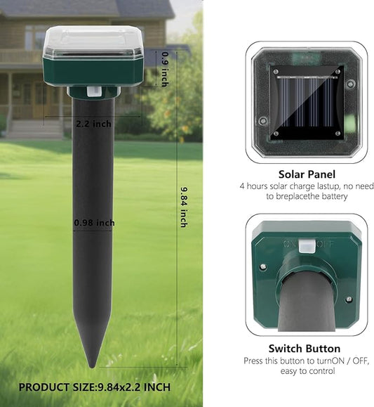 8 Pack 2025 Upgraded Solar Ultrasonic Animal Repellent Outdoor – Motion Activated Deer, Squirrel, Cat, Raccoon, Dog & Bird Deterrent with Ultrasonic Sweep for Garden Yard