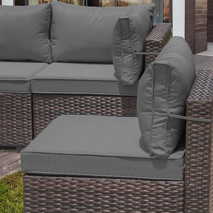 13 Pieces Outdoor Patio Furniture Set with Propane Fire Pit Table Outdoor Furniture Patio Sectional Sofa Conversation Sets w/ETL Approved 43" Gas Outdoor Fire Table & Coffee Table (Grey)