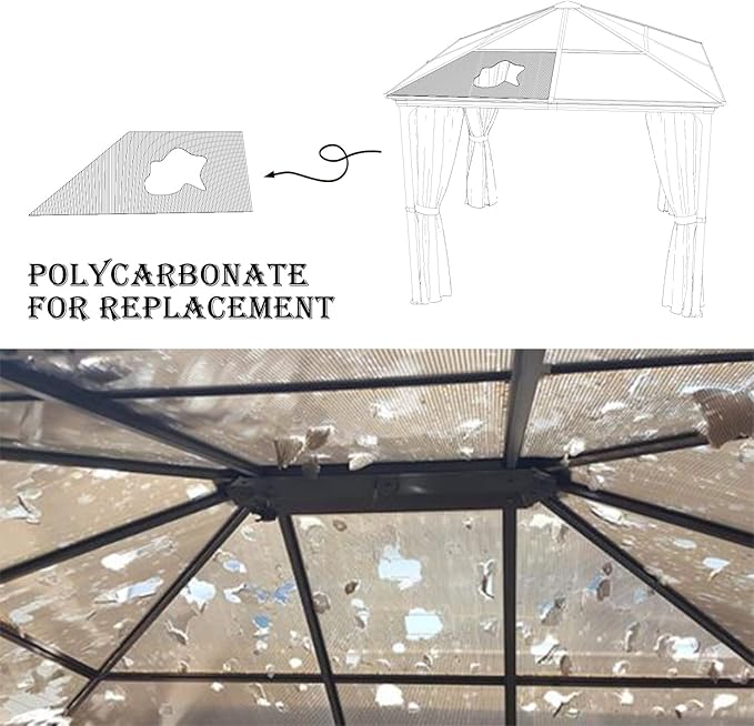 BPS 6Pcs 62'' (W) x 28'' (L) x 0.2'' Polycarbonate Panels, Waterproof UV Protected Reinforced Sheets, Outdoor Greenhouse and Gazebo Covering, Twin-Wall Bronze Sheets