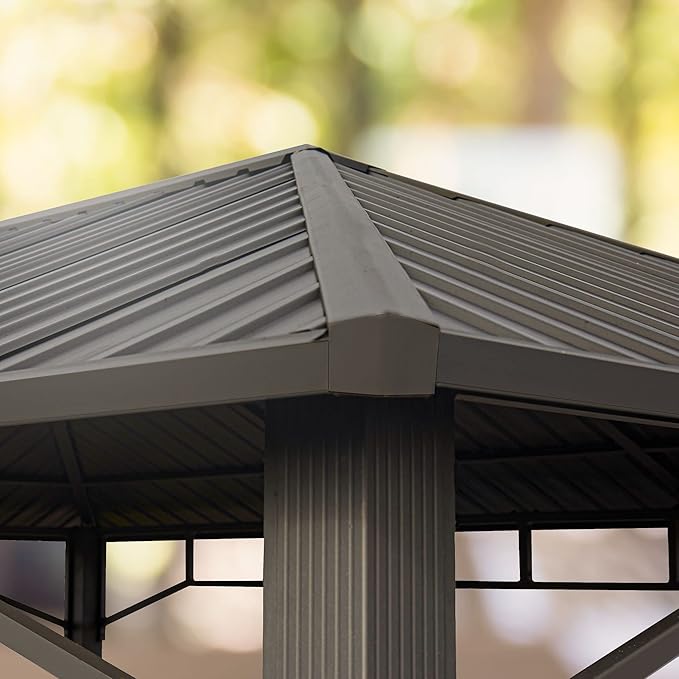 TOOLPORT Hardtop Gazebo 13x13 ft with Steel Roof - Approx. 3.54x3.54 in Aluminium Poles